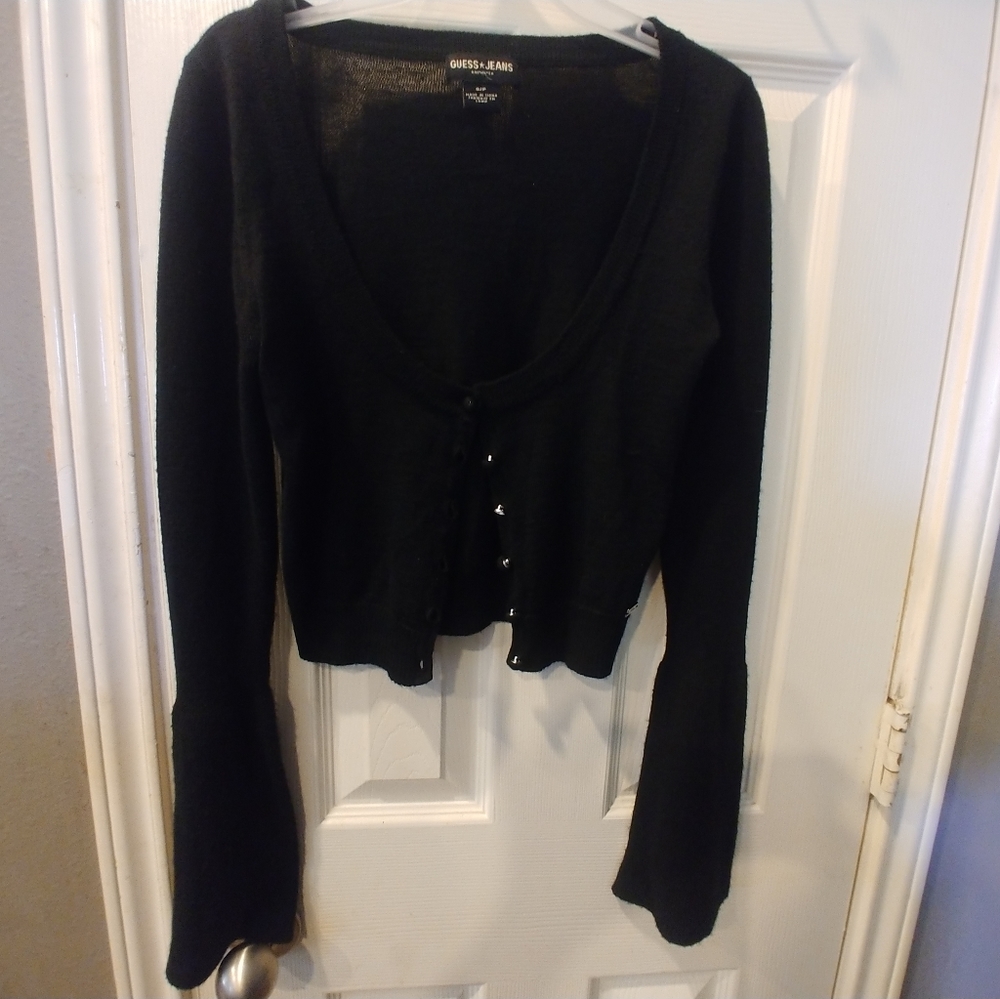 GUESS JEANS BLACK SM BELL SLEEVE SWEATER CARDIGAN